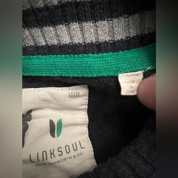 Linksoul Button Henley Cashmere Kissed Sweater with Pockets in Navy Blue Size M - Picture 11 of 12